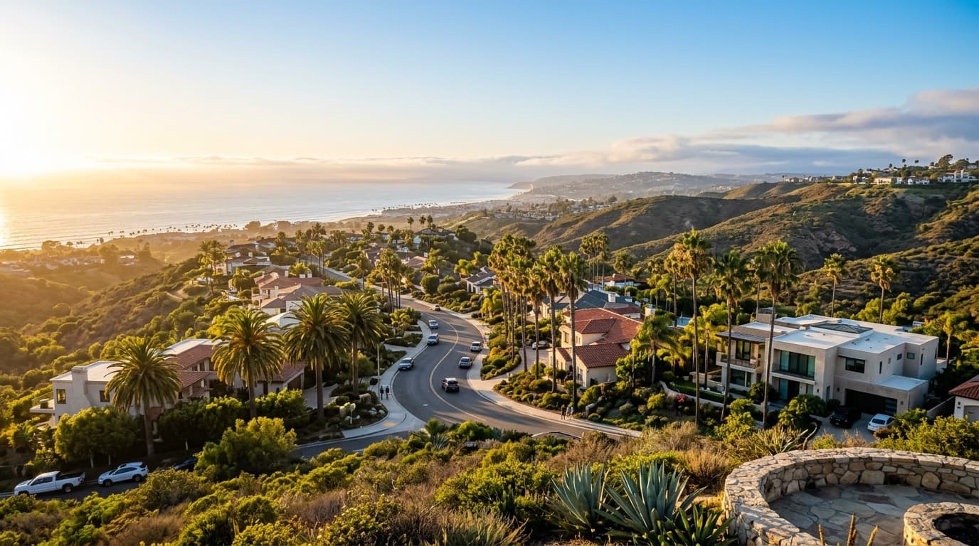 Scenic view of Vista and North San Diego County coastline and communities