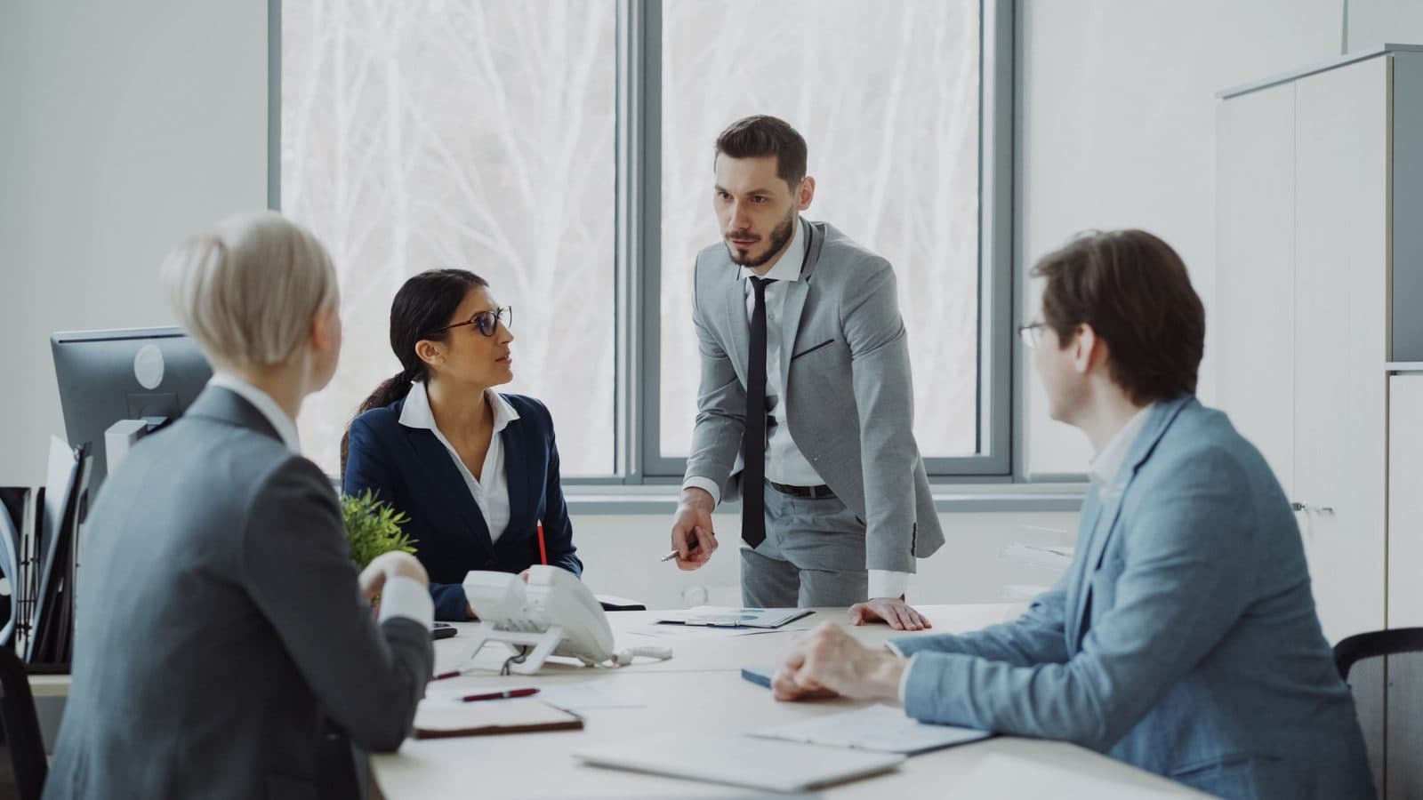 Business team meeting around a conference table