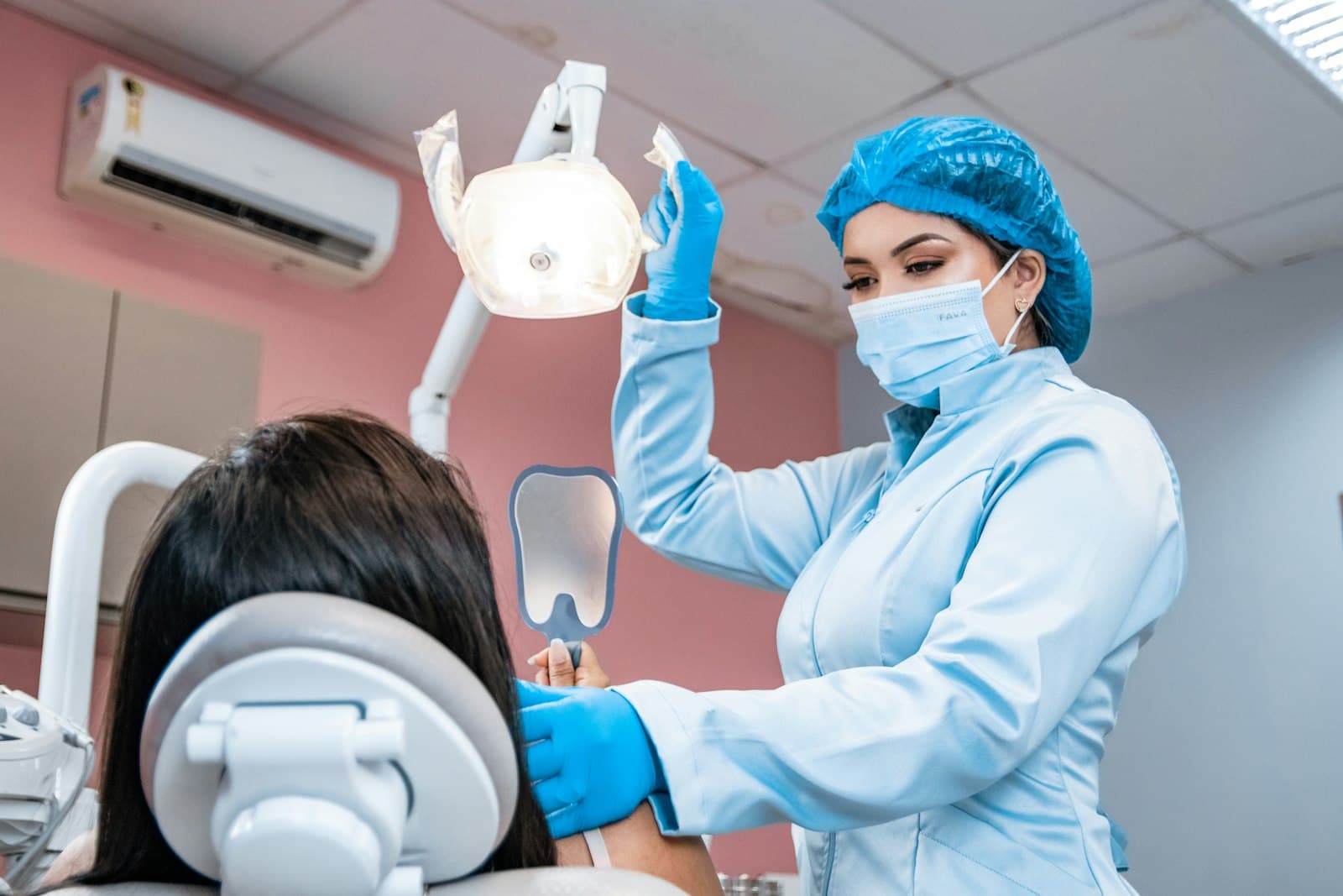 Patient in the chair for a dental check-up