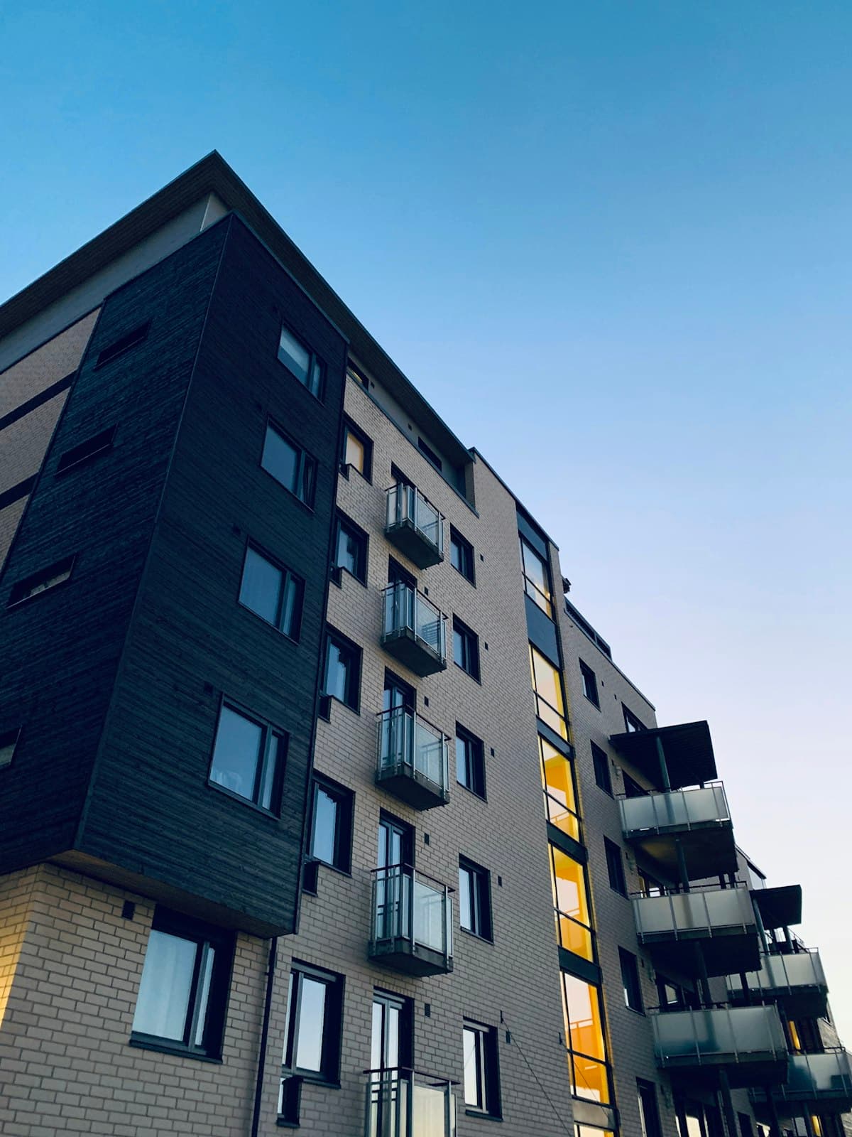 Multi-unit residential apartment building with balconies